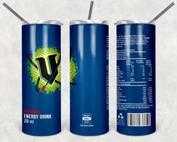 blue v energy drink png, drink tumbler design, straight design 20oz/ 30oz skinny tumbler, png file download