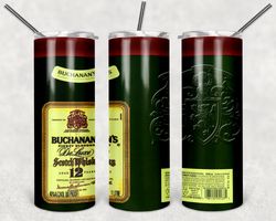 buchanans scotch bottle tumbler png, drink tumbler design, straight design 20oz/ 30oz skinny tumbler, png file download