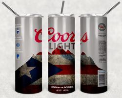 coors light puerto rican flag tumbler png, drink tumbler design, straight design 20oz/ 30oz skinny tumbler, png file