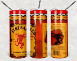 fireball bottle tumbler png, drink tumbler design, straight design 20oz/ 30oz skinny tumbler, png file instant download