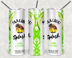 malibu splash lime coconut tumbler png, drink tumbler design, straight design 20oz/ 30oz skinny tumbler, png file