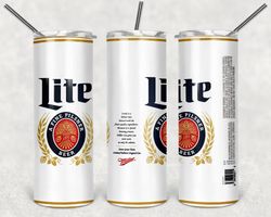 miller lite can tumbler png, drink tumbler design, straight design 20oz/ 30oz skinny tumbler, png file download