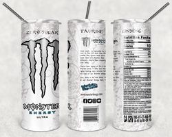 monster energy white can tumbler png, drink tumbler design, straight design 20oz/ 30oz skinny tumbler, png file download