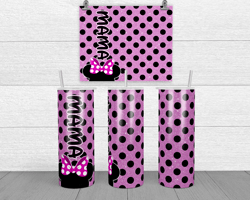 mama minnie mouse pink glitter tumbler png, straight design 20oz skinny tumbler png, png file download