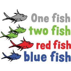 one fish, two fish, red fish, blue fish svg, dr seuss svg, dr seuss logo svg, digital download-1