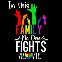 in this family no one fights alone svg, autism svg, awareness svg, autism logo svg, autism heart svg, digital download