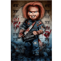 chucky doll wanted poster png, halloween friends png, horror characters png, halloween character png, horror movie png