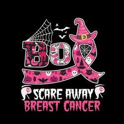 boo scare away breast cancer awareness vector svg, breast cancer svg, cancer awareness svg instant download