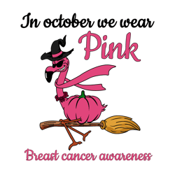 flamingo in october we wear pink svg, breast cancer svg, cancer awareness svg instant download