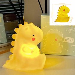 dinosaur night light for kids, led table lamp for toddlers, cute color changing silicone night light