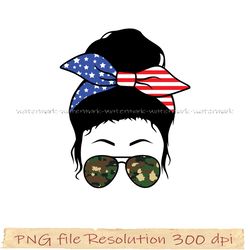 Messy bun 4th of july png, messy bun with glasses png, messy bun png, png hight quality 350 dpi, instantdownload