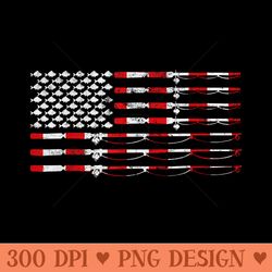 fishing fly rod american flag gift for fisherman - sublimation graphics png - create with confidence
