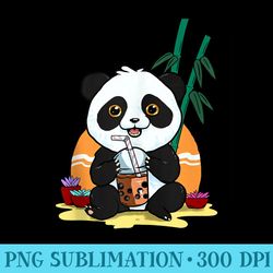 cute baby panda boba pearl milk tea kawaii plants - png image download