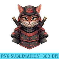 retro japanese cat samurai tattoo graphic ninja kawaii - shirt drawing png