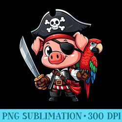 mini pig pirate pet funny buccaneer - sublimation patterns png