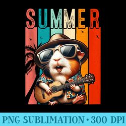 guinea pig guitar beach coconut tree retro graphic summer - png download graphic