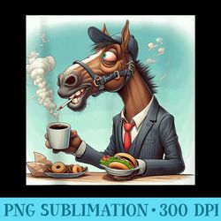 horse drinking coffee - sublimation patterns png