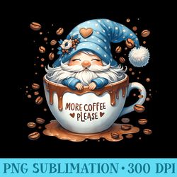 cute coffee graphic for women funny gnome for coffee mom - png file download
