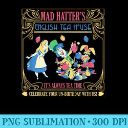 disney alice in wonderland mad hatters english tea house - sublimation printables png download