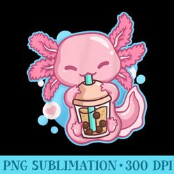 boba tea bubble tea milk tea anime axolotl - png sublimation