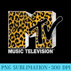 mtv logo cheetah print graphic t - shirt print png