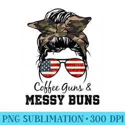 funny coffee guns messy buns funny usa flag bandana - png graphics download