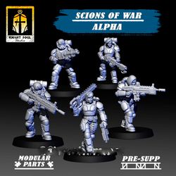 five space marine tooper soliders 3d model stl file