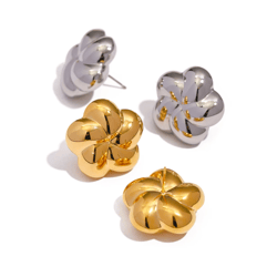 flower stainless steel stud earrings, chunky flower earrings, stylish earrings