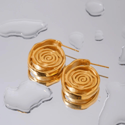 spiral earrings, stainless steel, 18k gold plated, statement earrings, trendy earrings