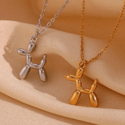 balloon dog necklace, cute dog lover charm, waterproof necklace, minimalist necklace, balloon dog jewelry