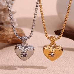 heart necklace, gold heart charm necklace, layering necklace, heart shaped pendant