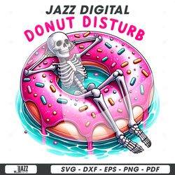 funny summer skeleton clipart, donut disturb png, snarky ske