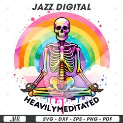 heavily meditated skeleton png, yoga sublimation design, hip