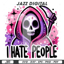 i hate people png, funny grim reaper clipart, snarky skeleto