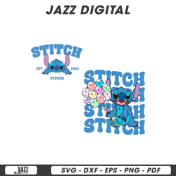 cute disney stitch est 2002 balloons svg, digital file, instant download