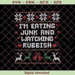 eating junk and watching rubbish christmas quote svg, png - svg files, z746