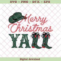 merry christmas yall cowboy boots svg cutting digital file, png - svg files, z785