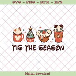 tis the season disney cartoon coffee latte svg cricut files, png - svg files, z789