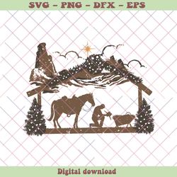 praying cowboy christmas religious christian svg cricut files, png - svg files, z798