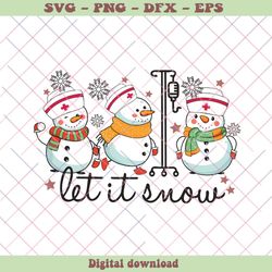 retro let it snow nurse snowman svg cutting digital file, png - svg files, z802