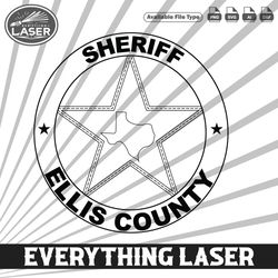 sheriff ellis county badge design,logo, seal, custom, ai, vector, svg, dxf, png, digital, lasercut, lasermachine