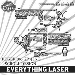 ruger 100 gp 4 inc scroll design ,logo, seal, custom, ai, vector, svg, dxf, png, digital, lasercut, lasermachine