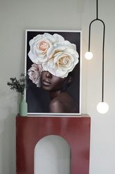 black flower art, black queen art, digital download, digital file for mug, tshirt, poster, canvas, png/svg/jpg
