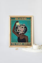 black flower model art, black feminist poster, black art, digital download, digital file for mug, tshirt, poster, png