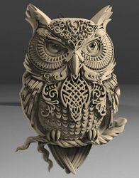 3d a stl models decorative panel relief owl for cnc router aspire artcam 3d printer engraver 3d design instant download