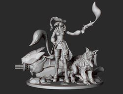 3d wild west girl and her dog and bike ready for 3d printing 3d print model