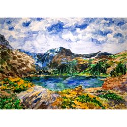 colorado painting mountain landscape original art national park art 11" by 15" lake painting