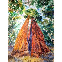 sequoia painting redwood original art california painting 16" by 11" national park art watercolor artwork