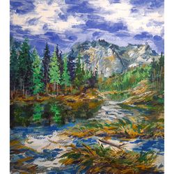 rocky mountain painting colorado original art national park painting 12.5" by 11" landscape artwork