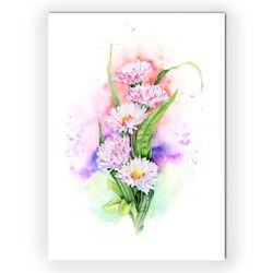 daisy painting flowers original watercolor floral artwork daisy bouquet handmade wall art